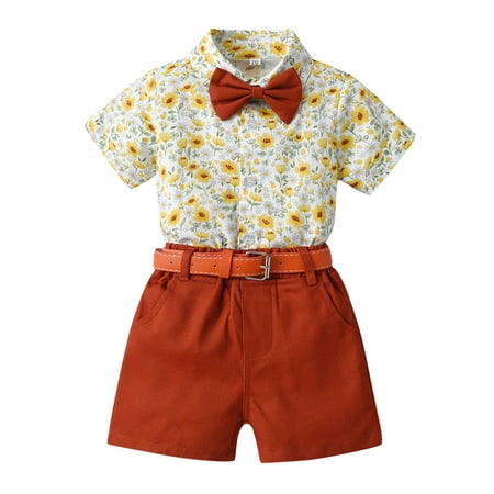 Toddlers And Baby Boys Sets Clothing Flower Printed O-Neck Short Sleeve Shirt Tops Shorts With Tie Belt Child Gentleman Outfits Cozy Leisure Comfy Streetwear Outfits
Toddlers And Baby Boys Sets Clothing Flower Printed O-Neck Short Sleeve Shirt Tops Shorts With Tie Belt Child Gentleman Outfits Cozy Leisure Comfy Streetwear Outfits