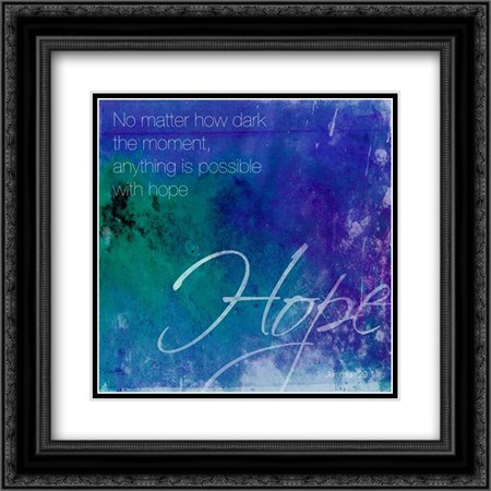 Watercolor Hope Quoted 2x Matted 20x20 Black Ornate Framed Art Print by Grey, Jace