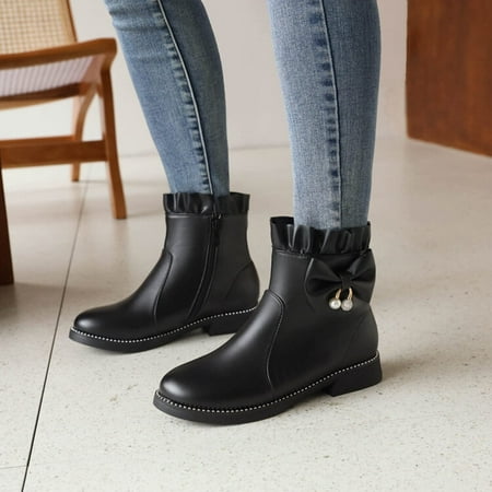 XIAOFFENN Women S Ankle Boots & Booties Lug Sole Boots Ladies Fashion Bow Solid Color Flat Round Toe Square Heel Short Boots Women Ankle Boots For Women Low Heel
XIAOFFENN Women S Ankle Boots & Booties Lug Sole Boots Ladies Fashion Bow Solid Color Flat Round Toe Square Heel Short Boots Women Ankle Boots For Women Low Heel