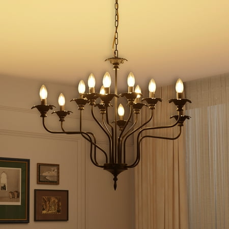 12-Light Farmhouse Chandelier Industrial Iron Chandelier Lighting Classic Candle Ceiling Pendant Light Fixture for Foyer Living Room Kitchen Island Dining Room Bedroom Black
12-Light Farmhouse Chandelier Industrial Iron Chandelier Lighting Classic Candle Ceiling Pendant Light Fixture for Foyer Living Room Kitchen Island Dining Room Bedroom Black