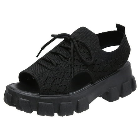 Honeeladyy Sales Thick Bottom Knitted Sports Wind Sandals Women s Fashion Breathable Lace Up Fish Mouth Sandals And Slippers
Honeeladyy Sales Thick Bottom Knitted Sports Wind Sandals Women s Fashion Breathable Lace Up Fish Mouth Sandals And Slippers