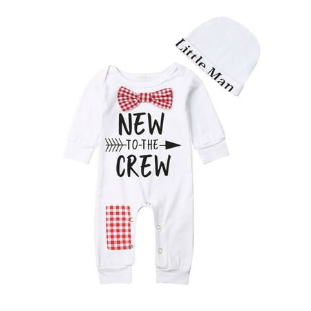 Newborn Baby Boy Kid Cotton Romper+Hat Jumpsuit Clothes Long Pants Outfits Set New to the Crew
Newborn Baby Boy Kid Cotton Romper+Hat Jumpsuit Clothes Long Pants Outfits Set New to the Crew