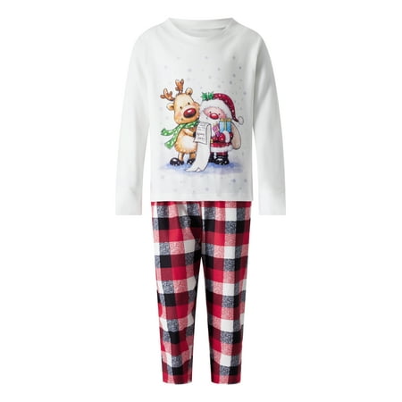 Gureui Christmas Matching Family Parent-Child Pajamas Outfits Cute Cartoon Animals/Santa Claus Print Long Sleeve Round Neck Pullover Tops + Plaid Patty Romper for Christmas Holiday Sleepwear
Gureui Christmas Matching Family Parent-Child Pajamas Outfits Cute Cartoon Animals/Santa Claus Print Long Sleeve Round Neck Pullover Tops + Plaid Patty Romper for Christmas Holiday Sleepwear