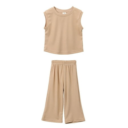 Xiulive Girls Clothes Summer Solid Knit Sleeveless Shirt Flare Pants Set Toddler Bell Bottoms Outfit Kids Classic Fit Outfits
Xiulive Girls Clothes Summer Solid Knit Sleeveless Shirt Flare Pants Set Toddler Bell Bottoms Outfit Kids Classic Fit Outfits