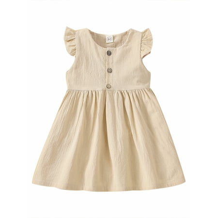 Sunisery Toddler Baby Girls Casual Sundress Solid Color Ruffled Button High Waist Tutu Dress Summer Outfits Beige 18-24 Months
Sunisery Toddler Baby Girls Casual Sundress Solid Color Ruffled Button High Waist Tutu Dress Summer Outfits Beige 18-24 Months