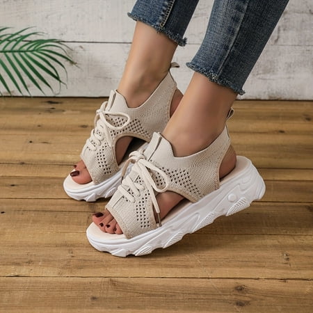 Women s Casual Mesh Platform Sandals Breathable Open Toe Solid Color Lace Up Slingback Shoes Summer Outdoor Shoes
Women s Casual Mesh Platform Sandals Breathable Open Toe Solid Color Lace Up Slingback Shoes Summer Outdoor Shoes