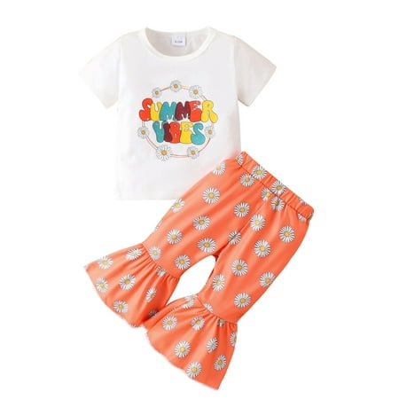 Kid Toddler Girl Outfits Cute Baby Clothing Sets Little Letter Print Short Sleeve T Shirt Tops Flared Bell Bottom Pants Summer Lovely Playwear Suits White 2-3 Years
Kid Toddler Girl Outfits Cute Baby Clothing Sets Little Letter Print Short Sleeve T Shirt Tops Flared Bell Bottom Pants Summer Lovely Playwear Suits White 2-3 Years