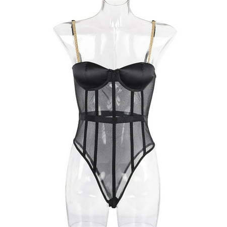 Women Sexy Lace Strap Lingerie Mesh Bodysuit Erotic Lace Design Jumpsuit 
Women Sexy Lace Strap Lingerie Mesh Bodysuit Erotic Lace Design Jumpsuit