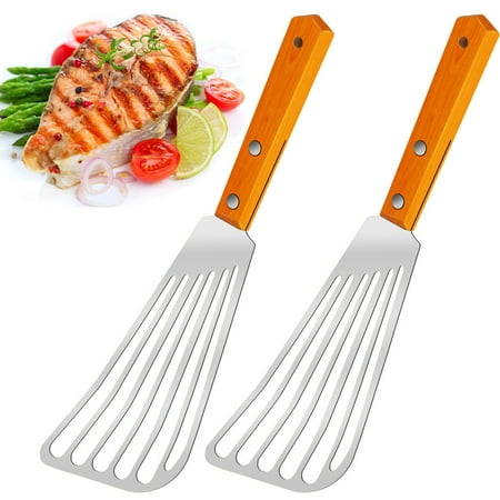 2Pcs Fish Spatula Stainless Steel Slotted Fish Spatula with Heat Resistant Wood Handle Lightweight Thin Fish Turner Spatula for Nonstick Pan Cooking Flipping Delicate Food Fish Egg Patties Fries
2Pcs Fish Spatula Stainless Steel Slotted Fish Spatula with Heat Resistant Wood Handle Lightweight Thin Fish Turner Spatula for Nonstick Pan Cooking Flipping Delicate Food Fish Egg Patties Fries
