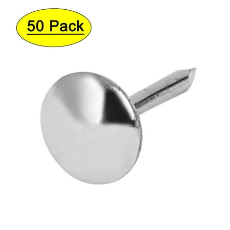 Leather Sofa Round Head Upholstery Tack Nail Silver Tone 7mm x 14mm 50pcs
