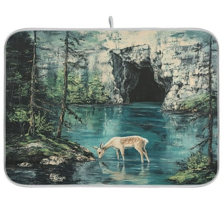 Kitchen Drying Mat 18x24In Drying Dish Mat Dish Drying Mats Kitchen Countertop Multi-Function Drain Drying Mat Kitchen Table Beautiful Mountain Deer 
Kitchen Drying Mat 18x24In Drying Dish Mat Dish Drying Mats Kitchen Countertop Multi-Function Drain Drying Mat Kitchen Table Beautiful Mountain Deer