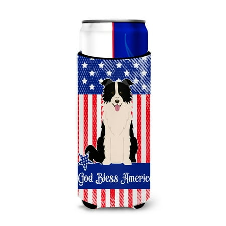 Carolines Treasures BB3113MUK Patriotic USA Border Collie Black White Michelob Ultra Hugger for slim cans Slim Can 
Carolines Treasures BB3113MUK Patriotic USA Border Collie Black White Michelob Ultra Hugger for slim cans Slim Can