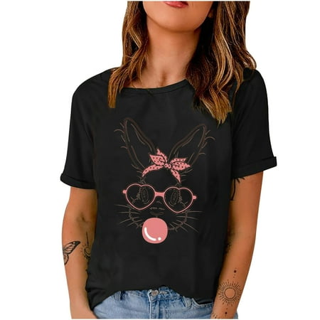 Women s Fashion Summer Round Neck Leisure Short Sleeve Rabbit Printing Tops Maternity Blouses Black S
Women s Fashion Summer Round Neck Leisure Short Sleeve Rabbit Printing Tops Maternity Blouses Black S