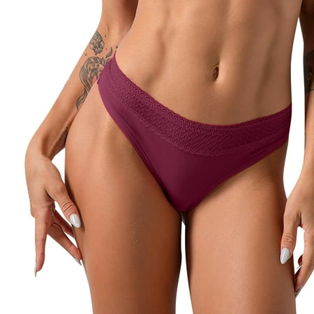 Underwear for Women Fashion Lace Lace Lace Low Waist Lingerie Red XL