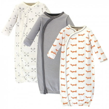 

Touched by Nature Baby Organic Cotton Side-Closure Snap Long-Sleeve Gowns 3pk Fox 0-6 Months