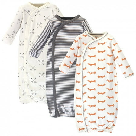 

Touched by Nature Baby Organic Cotton Side-Closure Snap Long-Sleeve Gowns 3pk Fox 0-6 Months