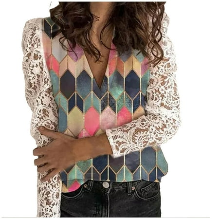 Flowy Plus Size Tops for Women Lace Stiching Long Shirt Long Sleeve Shirts V-Neck Geometric Dressy Tunic Tops to Wear with Leggings Comfy Pink M
Flowy Plus Size Tops for Women Lace Stiching Long Shirt Long Sleeve Shirts V-Neck Geometric Dressy Tunic Tops to Wear with Leggings Comfy Pink M
