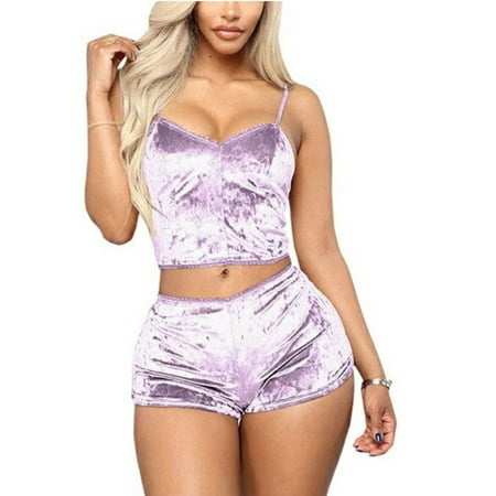 Canrulo Women s Velvet Spaghetti Strap Sleeveless Crop Top Camisole and Shorts Pajamas Set
Canrulo Women s Velvet Spaghetti Strap Sleeveless Crop Top Camisole and Shorts Pajamas Set