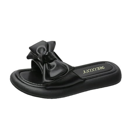 Mortilo Ladies Fashion Summer Solid Color Leather Fish Mouth Bow Flat Sandals Pu slipper for Women Black
Mortilo Ladies Fashion Summer Solid Color Leather Fish Mouth Bow Flat Sandals Pu slipper for Women Black
