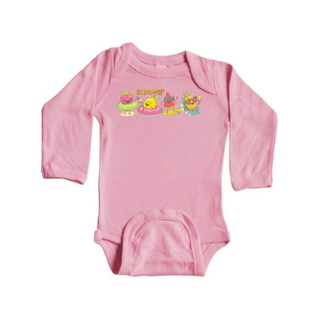 Inktastic Kawaii Summer Fruit Gift Baby Boy or Baby Girl Long Sleeve Bodysuit