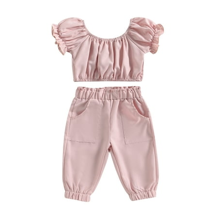 Qtinghua Infant Baby Girls Summer Clothes Puff Short Sleeve Off Shoulder Crop Tops Stretch Pants Casual Outfits Pink 12-18 Months
Qtinghua Infant Baby Girls Summer Clothes Puff Short Sleeve Off Shoulder Crop Tops Stretch Pants Casual Outfits Pink 12-18 Months