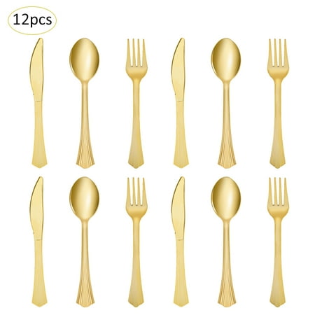 Lacyie 12Pcs High-Quality Cutlery Set Heavyweight Cutlery Disposable Tableware (4 Cutters 4 Forks 4 Spoons) For Parties Weddings Parties Catering Events
Lacyie 12Pcs High-Quality Cutlery Set Heavyweight Cutlery Disposable Tableware (4 Cutters 4 Forks 4 Spoons) For Parties Weddings Parties Catering Events