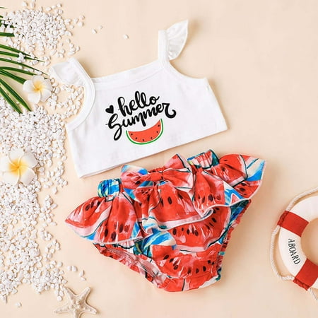 Leutsin Summer Toddler Girl Flying Sleeve Top Bow Watermelon Ruffled Shorts Two-piece Set
Leutsin Summer Toddler Girl Flying Sleeve Top Bow Watermelon Ruffled Shorts Two-piece Set