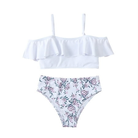 

Toddler Girl Two-Piece Swimsuit Beach Sport Spaghetti Straps Printed Bikini Set Bathing Suit Size 7-12 Years