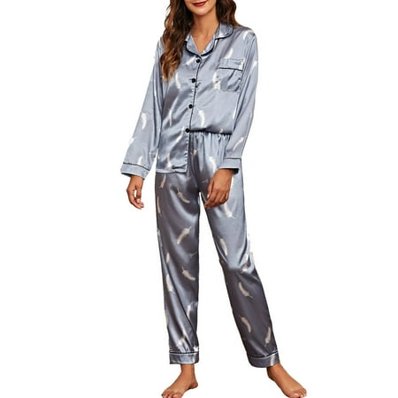 Women Pajamas Set Long Sleeve Soft Satin Notched Collar Button Down Pjs Sleepwear
Women Pajamas Set Long Sleeve Soft Satin Notched Collar Button Down Pjs Sleepwear