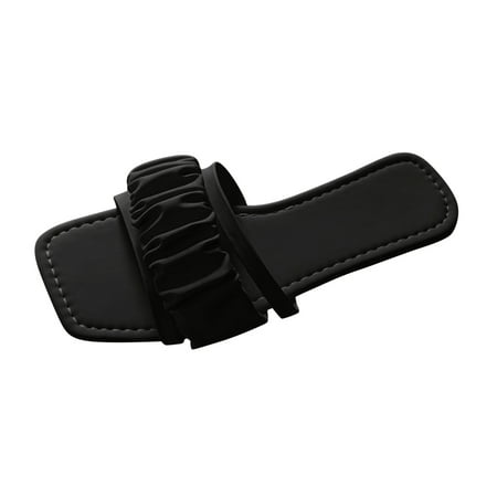 Cathalem Ladies Summer Fashion Solid Color Pleated Leather Open Toe Flat Slipper Black 40
Cathalem Ladies Summer Fashion Solid Color Pleated Leather Open Toe Flat Slipper Black 40