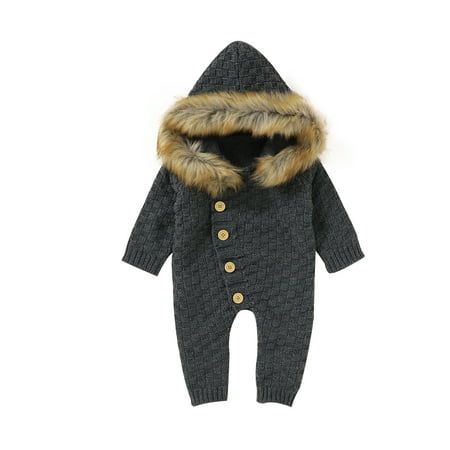 Sunisery Winter Baby Knitted Romper Solid Long Sleeve Jumpsuit Wool Collar for Girls Boy Dark Gray 12-18 Months
Sunisery Winter Baby Knitted Romper Solid Long Sleeve Jumpsuit Wool Collar for Girls Boy Dark Gray 12-18 Months