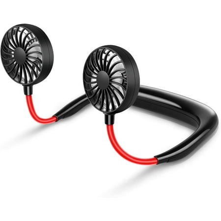 Portable Neck Fan Hands Free USB Rechargeable Fan Wearable Necklace Mini Personal Fan 360 Degree Free Rotation with Dual Wind Head and 3 Level Air Flow for Office Kitchen Traveling Sports