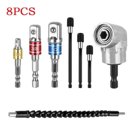 GLFILL 8Pc 105° Right Angle Drill Adapter Flexible Shaft Extension 1/4 Hex Shank Socket
GLFILL 8Pc 105° Right Angle Drill Adapter Flexible Shaft Extension 1/4 Hex Shank Socket