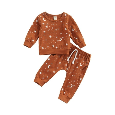 Canrulo Newborn Baby Boys Girls Clothes Star & Moon Print Long Sleeve Pullover Tops + Drawstring Pants Fall Winter Outfits Caramel 6-12 Months
Canrulo Newborn Baby Boys Girls Clothes Star & Moon Print Long Sleeve Pullover Tops + Drawstring Pants Fall Winter Outfits Caramel 6-12 Months