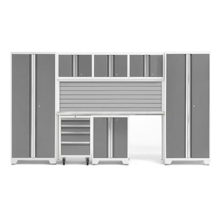 NewAge Products Bold Series Platinum 8 Piece Cabinet Set Heavy Duty 24-Gauge Steel Garage Storage System Slatwall Included
NewAge Products Bold Series Platinum 8 Piece Cabinet Set Heavy Duty 24-Gauge Steel Garage Storage System Slatwall Included