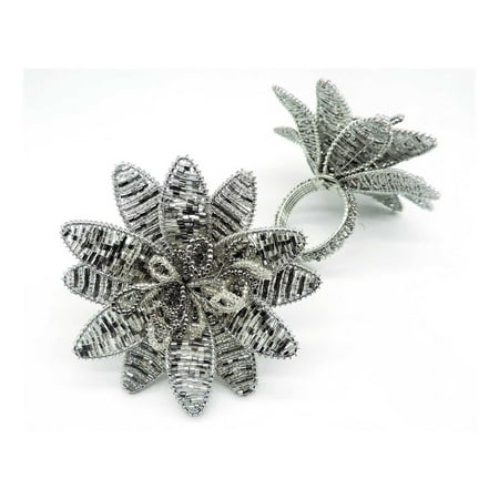 Gilded Lily Napkin Ring Set of 4 Color: Smoke Silver
