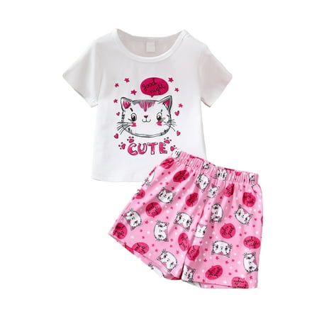 Infant Baby Girls Clothes 4Y Toddler Girls Summer Short Outfit Sets 5Y Short Sleeve Cat Tops Elastic Shorts 2PCS Set Pink
Infant Baby Girls Clothes 4Y Toddler Girls Summer Short Outfit Sets 5Y Short Sleeve Cat Tops Elastic Shorts 2PCS Set Pink