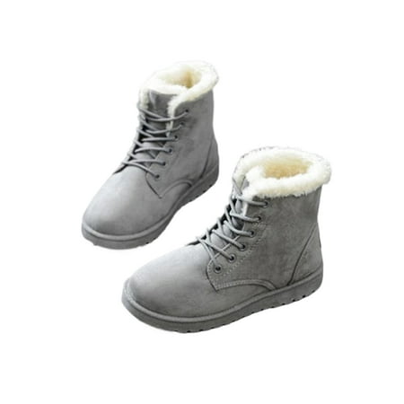 

Colisha Womens Casual Lace Up Warm Boot Outdoor Comfort Ankle Bootie Walking Snow Boots Grey 8