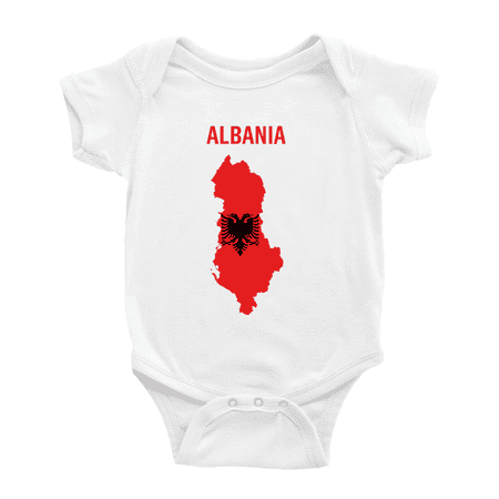 Albania Map Flag Cute Baby Rompers Baby Clothes (White 12-18 Months)