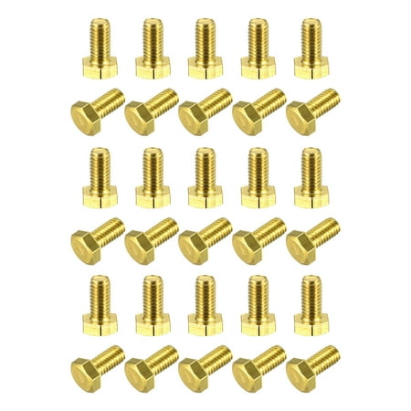 Brass Hex Bolts M6x12mm 30 Pack Fully Thread Grade 4.8 Machine Screws