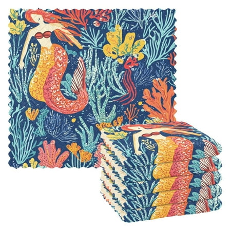 6 Pack Kitchen Dish Towels 11 Inch x 11 Inch Reusable Cleaning Cloths for Washing Dishes Dish Cloths for Drying Dishes Corals and Seaweed 
6 Pack Kitchen Dish Towels 11 Inch x 11 Inch Reusable Cleaning Cloths for Washing Dishes Dish Cloths for Drying Dishes Corals and Seaweed