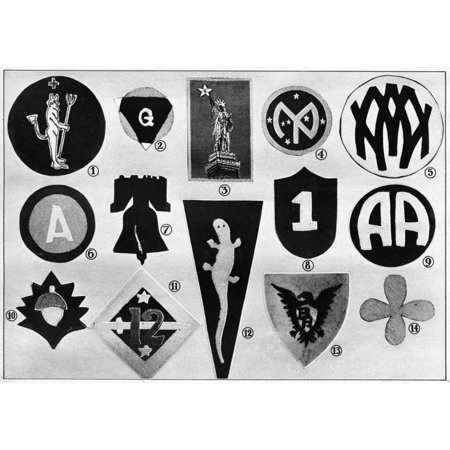 World War I Badges Nbadges Representing The Divisions Of The United States Army Poster Print by Granger Collection