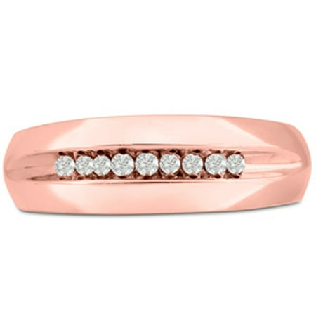 Men's 1/4ct Diamond Ring In 10K Rose Gold G-H I2-I3 Size 11.5