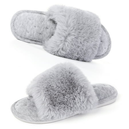 OYang Womens Slippers Plush Open Toe House Slippers Indoor Memory Foam Slip On Bedroom Home Shoes Grey 6
OYang Womens Slippers Plush Open Toe House Slippers Indoor Memory Foam Slip On Bedroom Home Shoes Grey 6