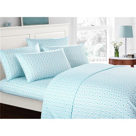 Chic Home BSS11954-US Twin Size Geometric Pattern Hinda Sheet Set, Blue - 4 Piece