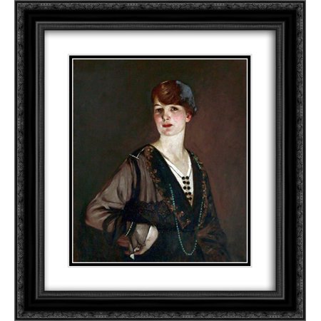 George Henry 2x Matted 20x22 Black Ornate Framed Art Print 'Portrait of a Lady in Black'