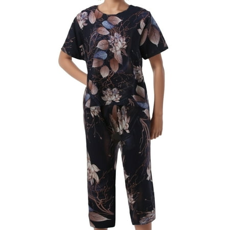Women Spring Summer Loose Casual Short Sleeve Large Size Cotton Floral Print Suit Pajamas Black XXL
Women Spring Summer Loose Casual Short Sleeve Large Size Cotton Floral Print Suit Pajamas Black XXL