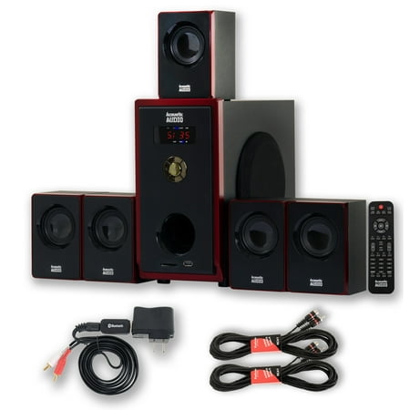 Acoustic Audio AA5103 Home Theater 5.1 Speaker System with Bluetooth and 2 Extension Cables