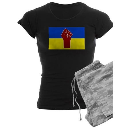 CafePress - Ukrainian Flag With Fist Pajamas - Women s Dark Pajamas