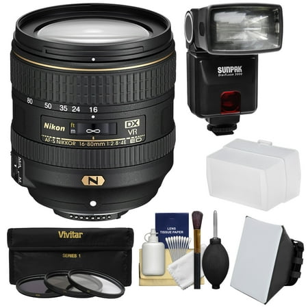 Nikon 16-80mm f\/2.8-4E VR DX AF-S ED Zoom-Nikkor Lens + 3 Filters + iTTL Flash + Diffuser + Softbox Kit for D3200, D3300, D5300, D5500, D7100, D7200 Camera Nikon 16-80mm f\/2.8-4E VR DX AF-S ED Zoom-Nikkor Lens + 3 Filters + iTTL Flash + Diffuser + Softbox Kit for D3200, D3300, D5300, D5500, D7100, D7200 Camera